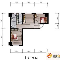 中安美寓户型图小高层E1a户型图 2室1厅1卫