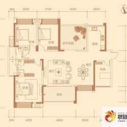 奥林匹克花园奥龙湾户型图6栋1单元02户型 4室2厅2卫1厨