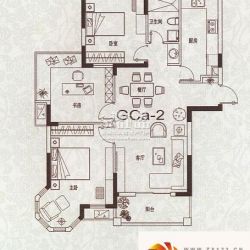 城建琥珀名城户型图沁园1,12,21# gca-2户型 3室2厅1卫1厨