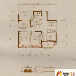 宝业东城广场户型图5栋87平 2室2厅1卫1厨