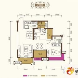 保利香槟光华户型图E3户型图 2室2厅2卫1厨