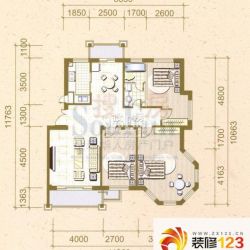 长海梦花园户型图321 118.53 3室2厅1卫1厨