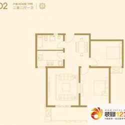 上海建筑户型图D2户型图 2室2厅1卫1厨