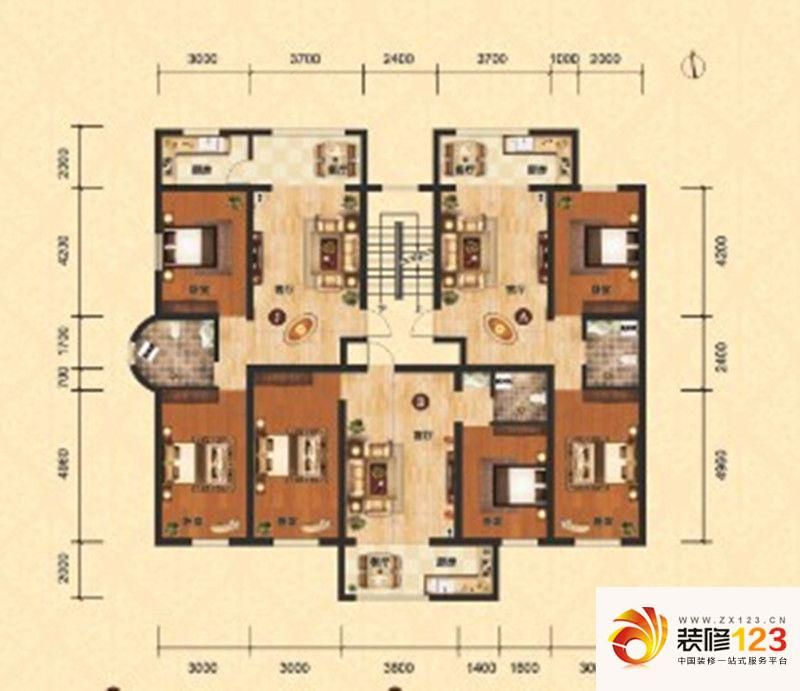 和兴嘉苑三期户型图15号楼a户型 2室2厅1卫1厨