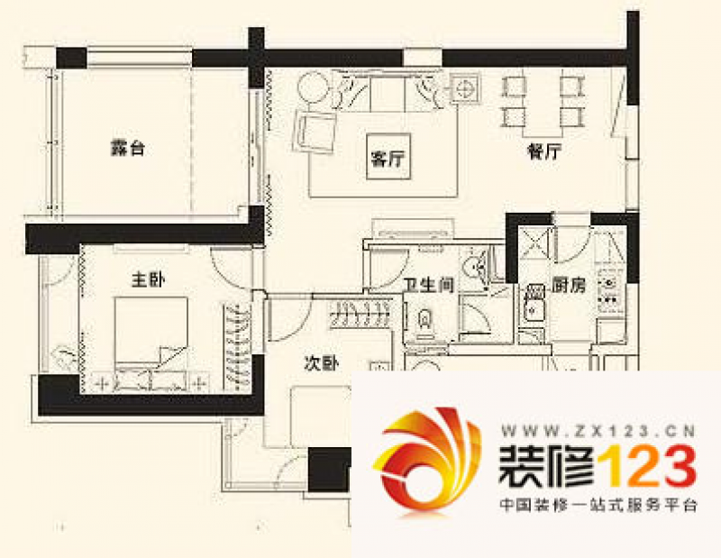 万象城悦府户型图2室 户型图 2室2厅1卫1厨