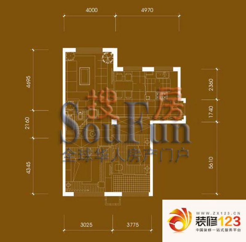 褐石园户型图户型图 2室2厅1卫1厨