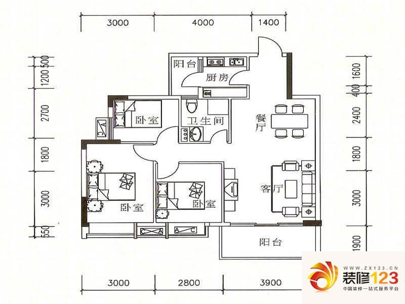 翠华花园二期户型J户型图