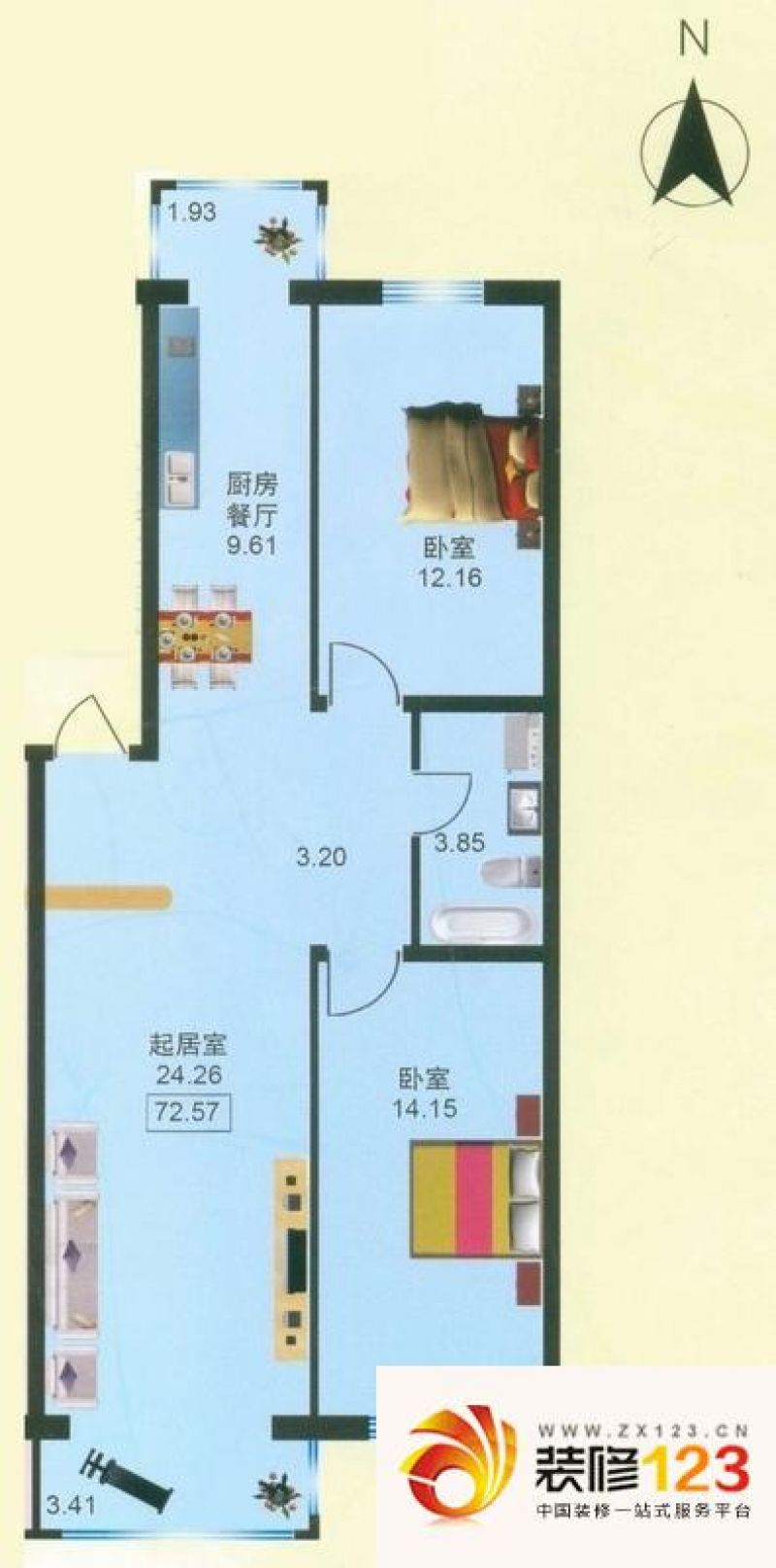 哈尔滨冬奥家园冬奥家园户型图c栋七单元户型 2室1厅1卫1厨图片大全