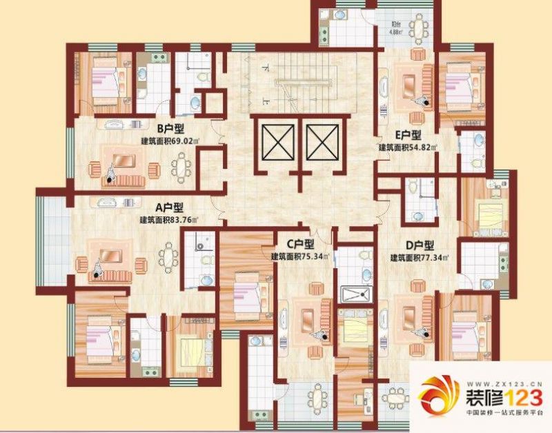 华凌国际公寓户型图13号楼2梯5户户型图