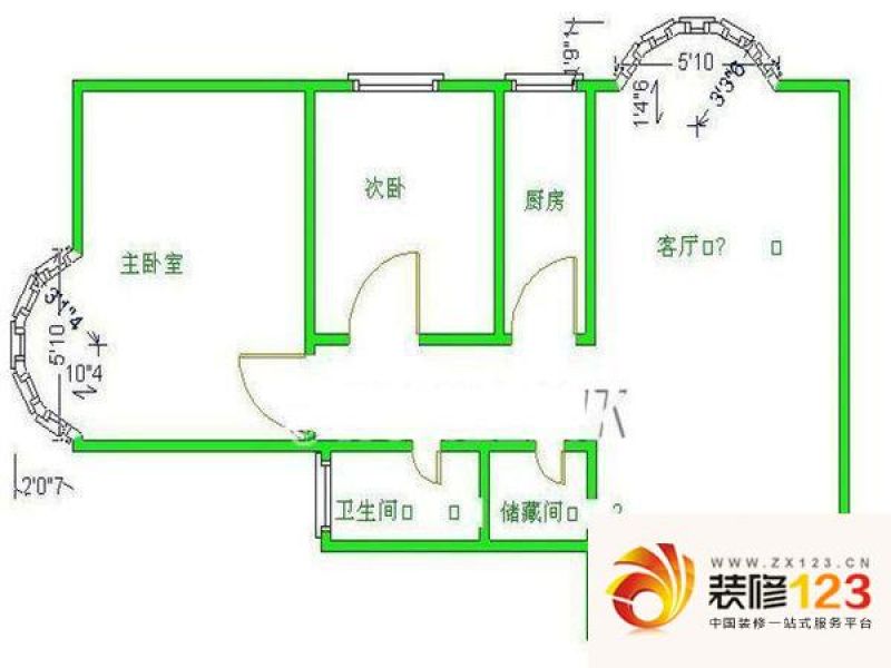 北京光大花园光大花园户型图户型图 2室1厅1卫1厨图片大全-我的小区