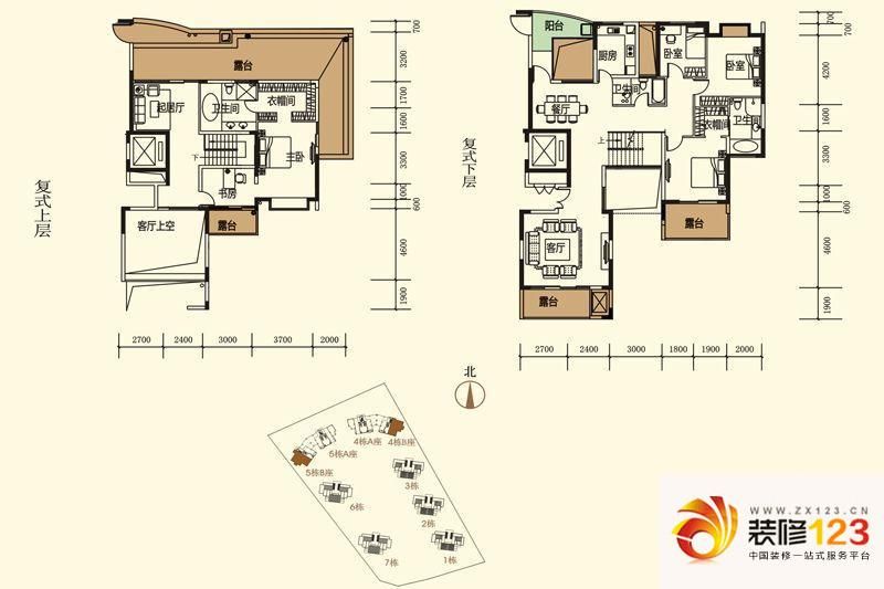 振业城户型图4栋b座,5栋b座复式b3户型