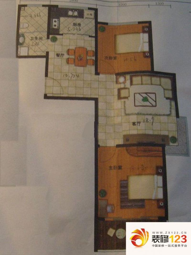 东城水岸户型图户型图 2室2厅1卫1厨