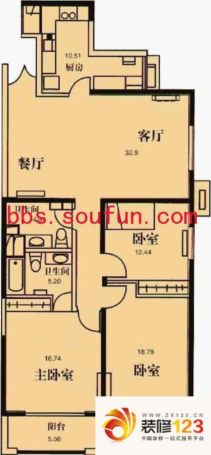 冠城园户型图户型图 4室1厅2卫1厨