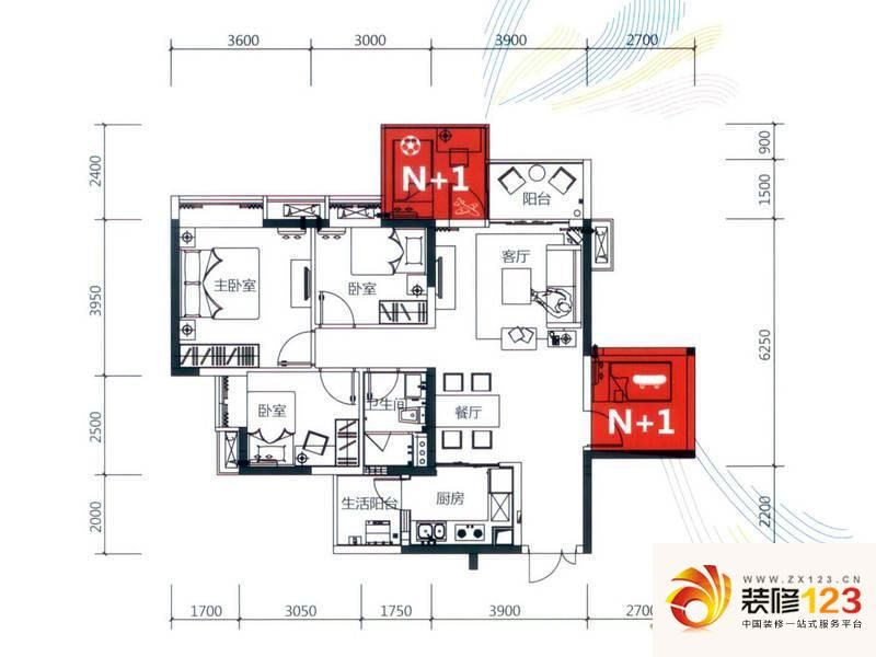 增城时代倾城约97平米户型户型图