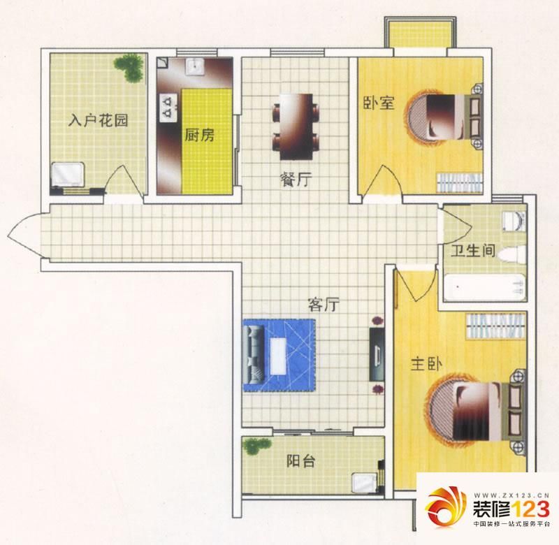 实嘉原创生活户型图格调空间 2室2厅1卫1厨