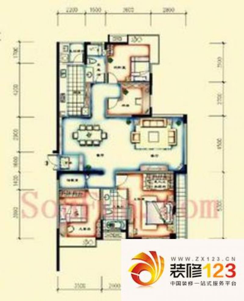 梦琴湾户型图4室 户型图 4室2厅2卫1厨