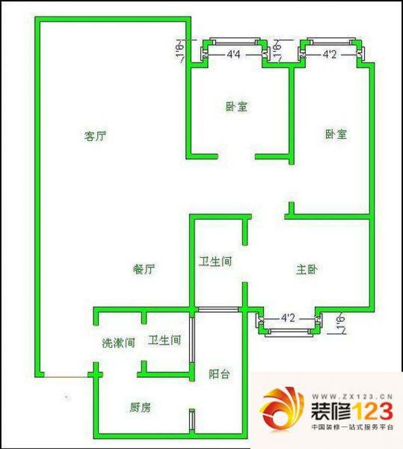 香格里拉花园户型图户型图 3室2厅2卫1厨