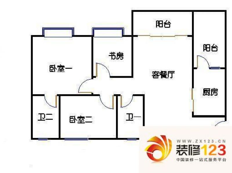 碧桂园凤凰城凤岭苑户型图3室2厅户型图 3室2厅2卫1厨