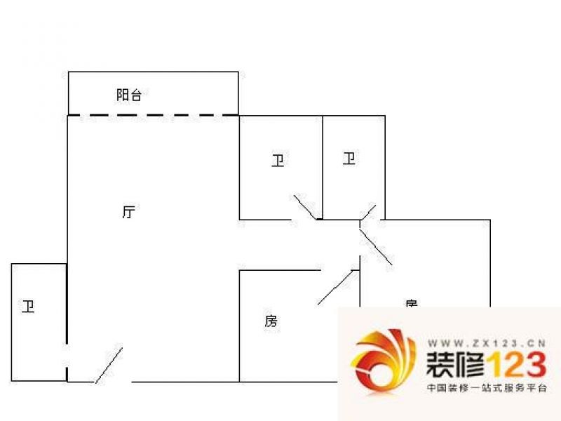 东湖花园 2室 户型图