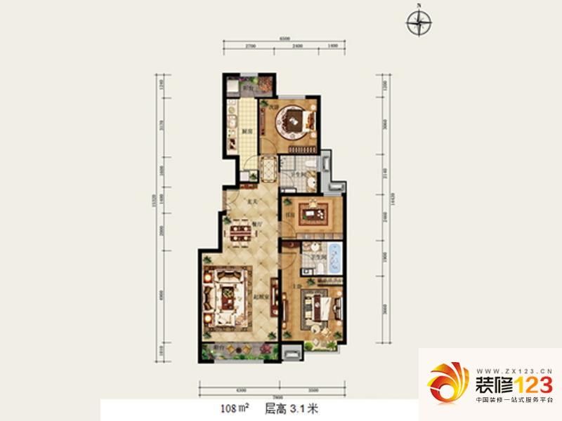 葛洲坝紫郡府108平户型户型图