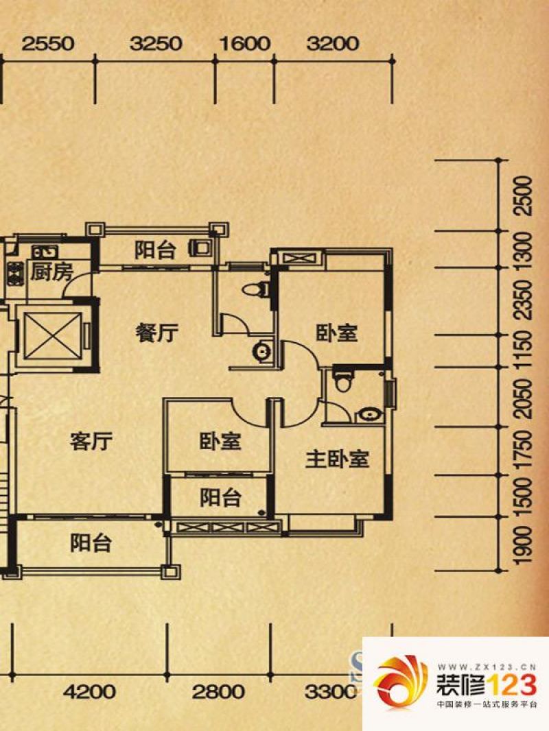 联泰香域滨江桥郡户型图18#楼116.94平米户型图