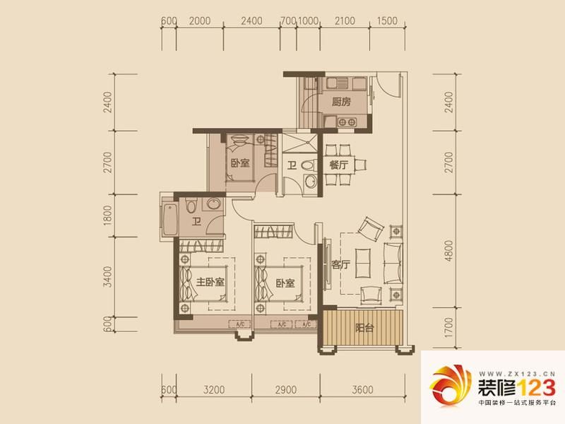 远洋新干线86平6座c户型7座d户型户型图