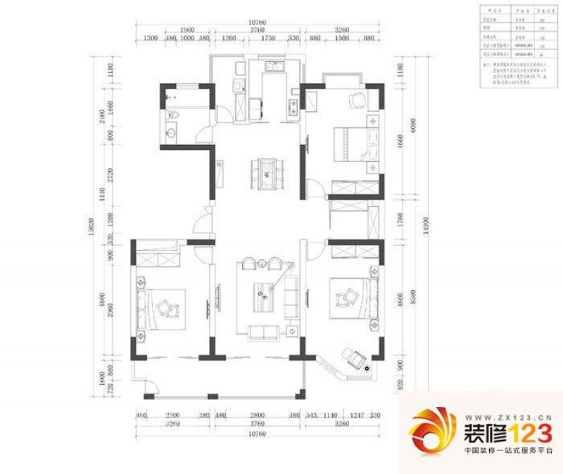 天润家园户型图户型图 3室2厅1卫1厨