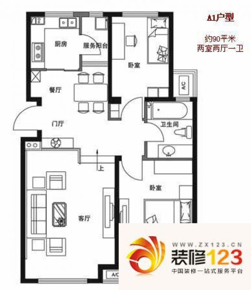 沈阳河畔新城一期河畔新城一期 2室 户型图图片大全-我的小区-沈阳装