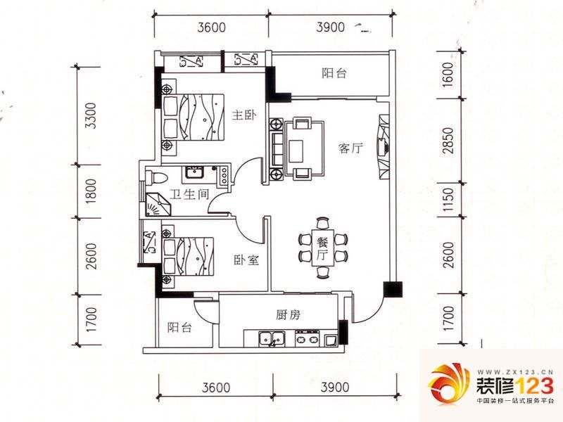 翠华花园二期F户型户型图