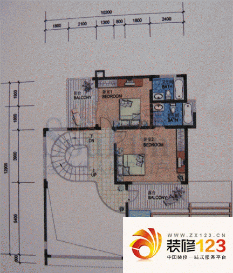 鹭岛北海湾户型图悦海居二楼 2室2卫