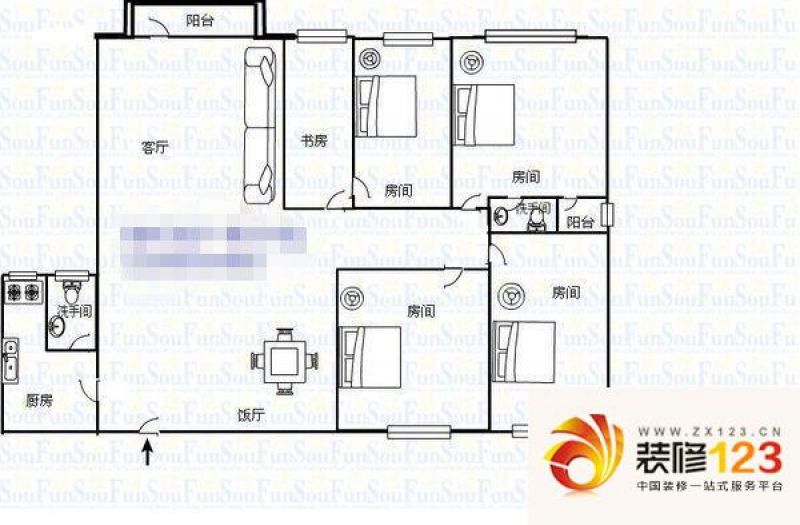 增城锦城花园户型图5室 户型图 5室2厅2卫1厨