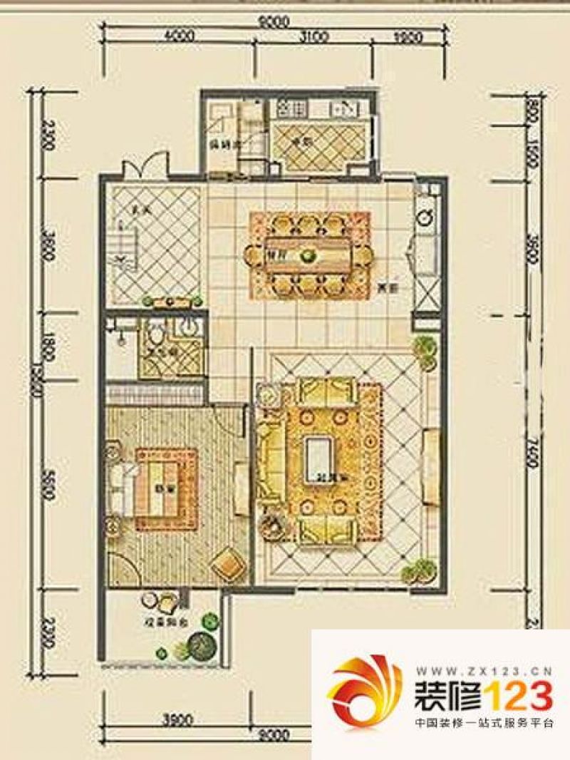 西山华府c-f户型户型图