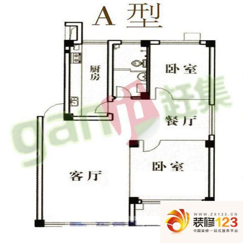 国际花都蓝蝶苑 2室 户型图