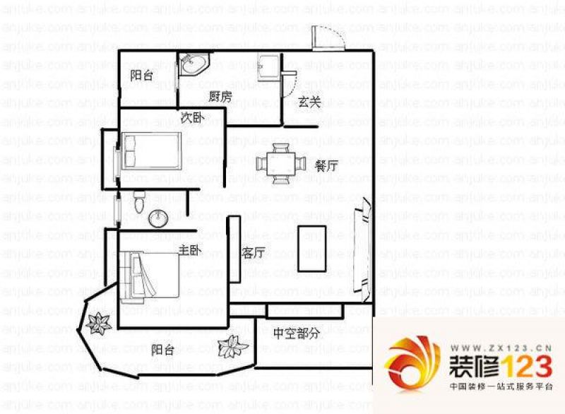 梦琴湾户型图2室 户型图 2室2厅1卫1厨