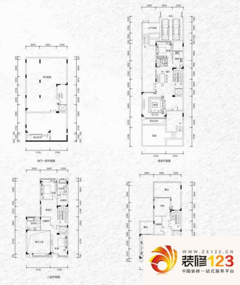 基盛水韵蓝湾双拼别墅b1户型户型图