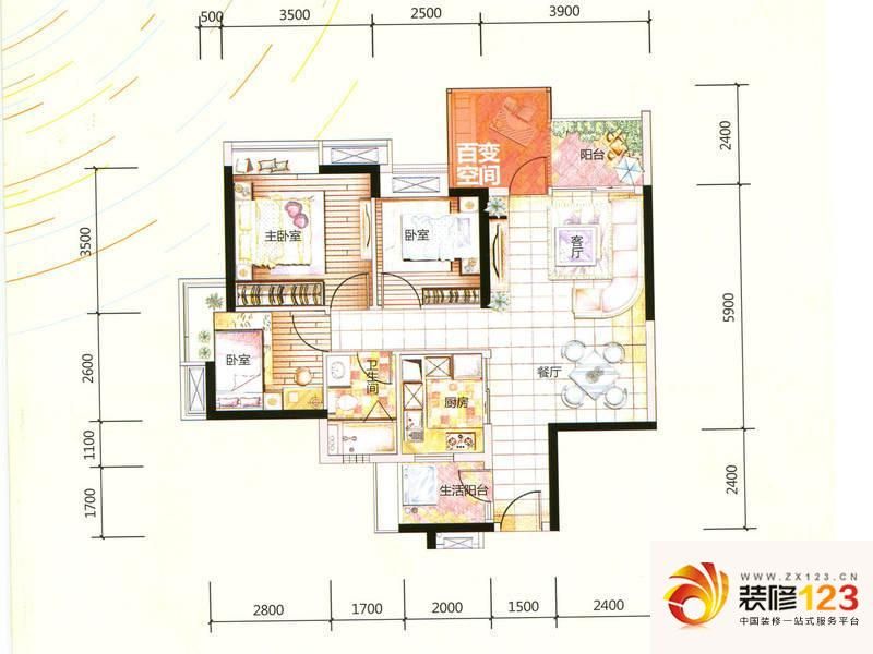 增城时代倾城87平米户型户型图