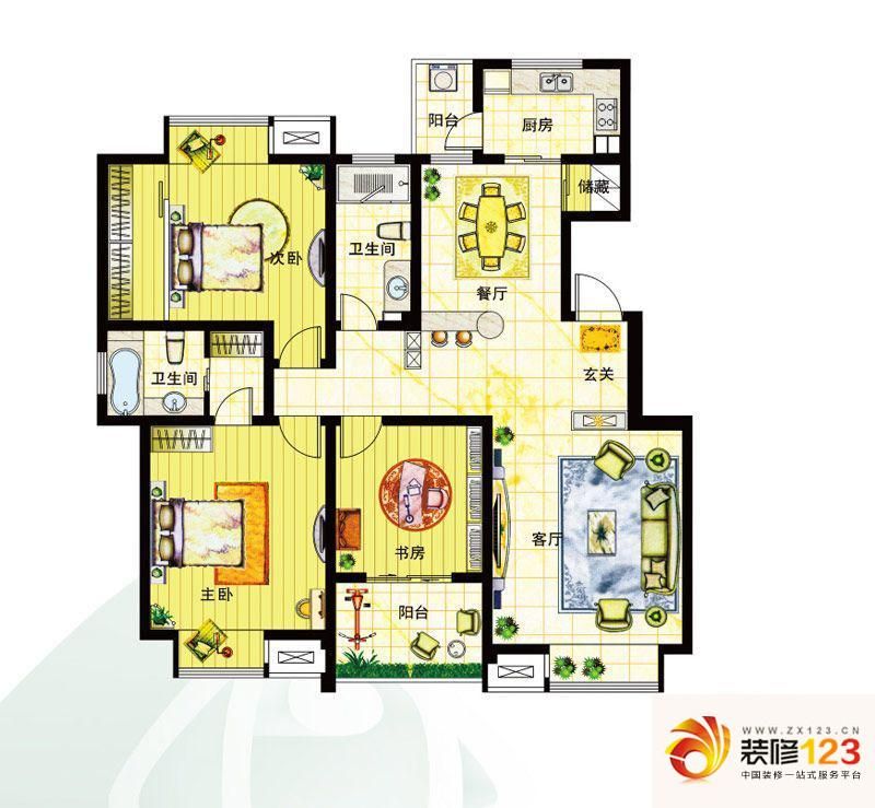 凯旋城户型图阔绰雅居6.2期 3室2厅2卫1厨