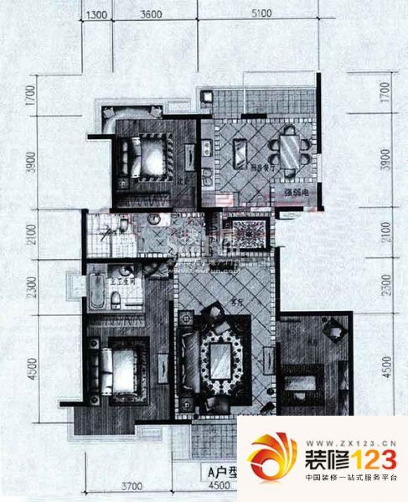 文成建筑户型图户型图 3室2厅2卫1厨