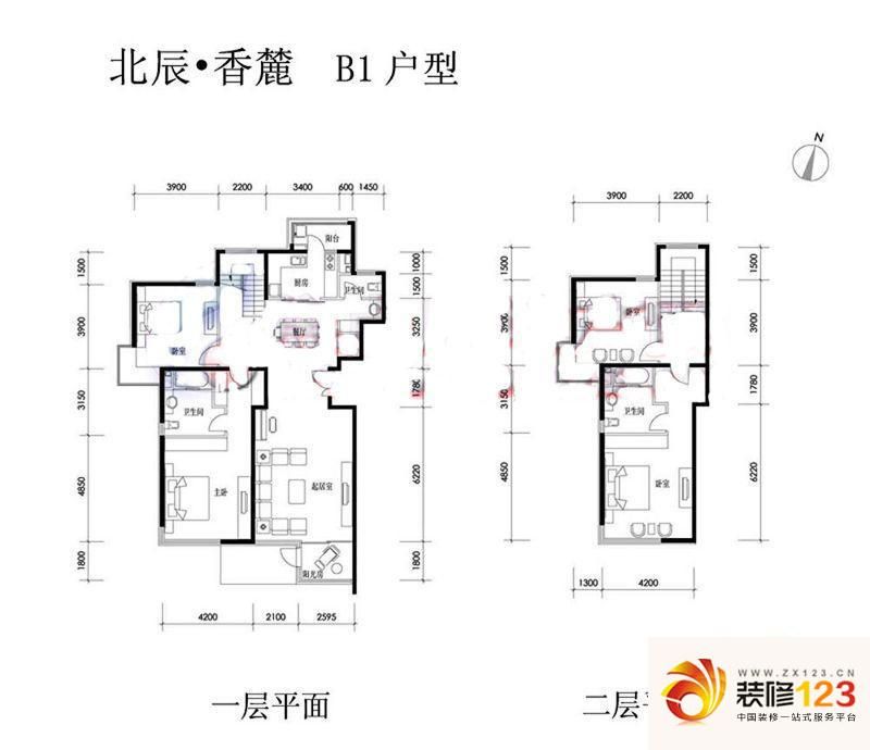 北辰香麓户型图b1户型 4室2厅3卫1厨