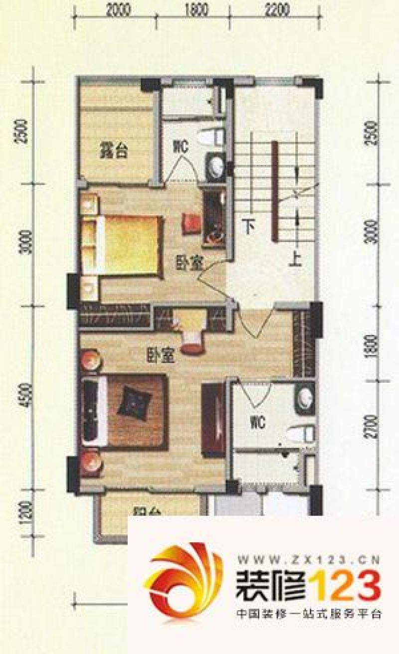 碧桂园凤凰城凤曦苑别墅户型图2室0厅户型图 2室1卫1厨