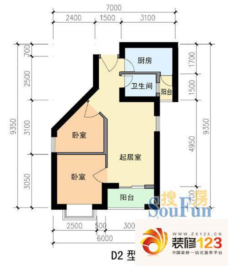 集美滨水小区户型图144 3室2厅1卫1厨