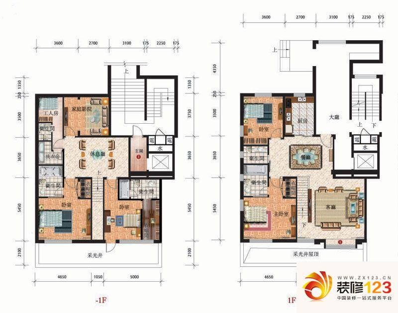太阳世家户型图跃层b户型图 4室3厅4卫1厨
