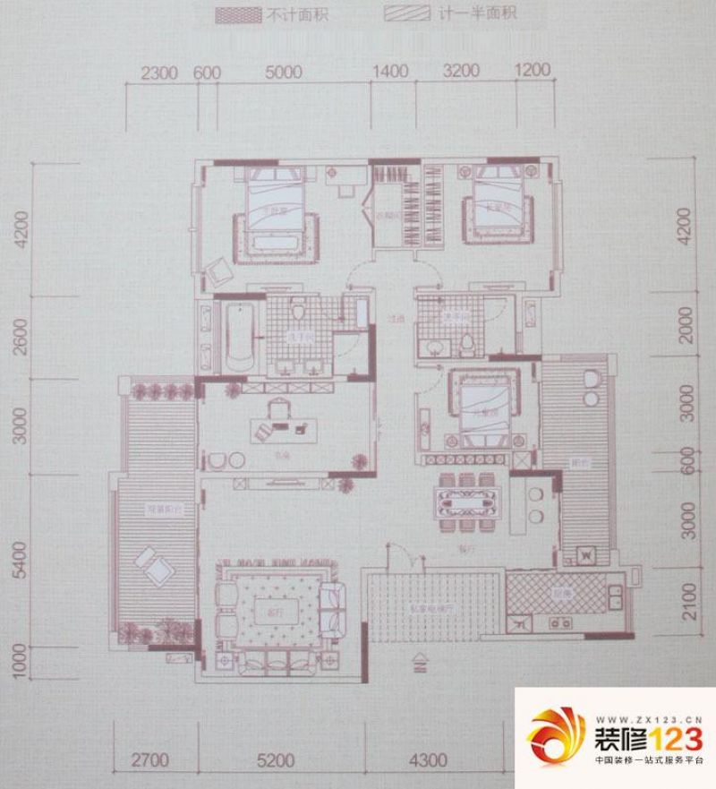 方直珑湖湾户型图e2户型图 3室2厅2卫