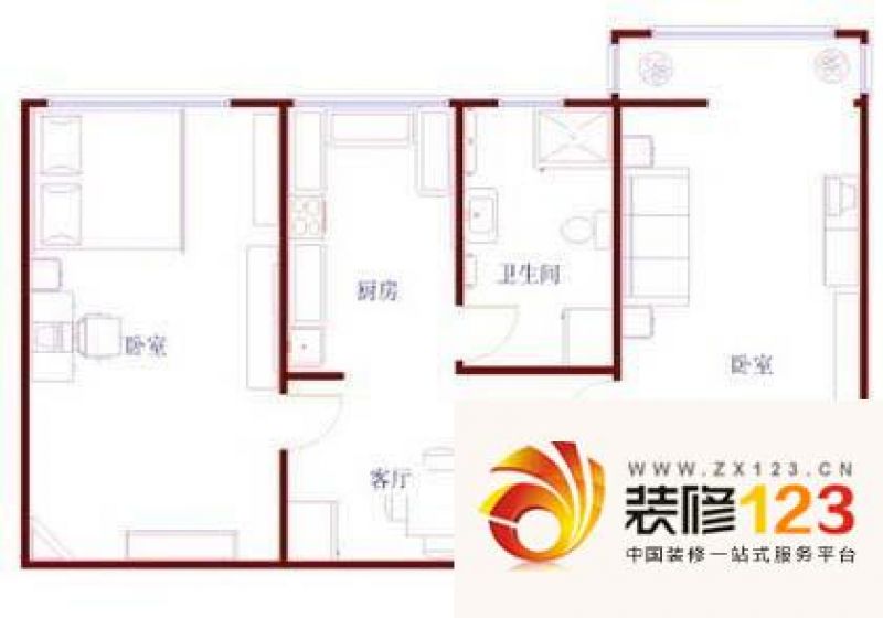 望花路西里户型图户型图 2室1厅1卫1厨