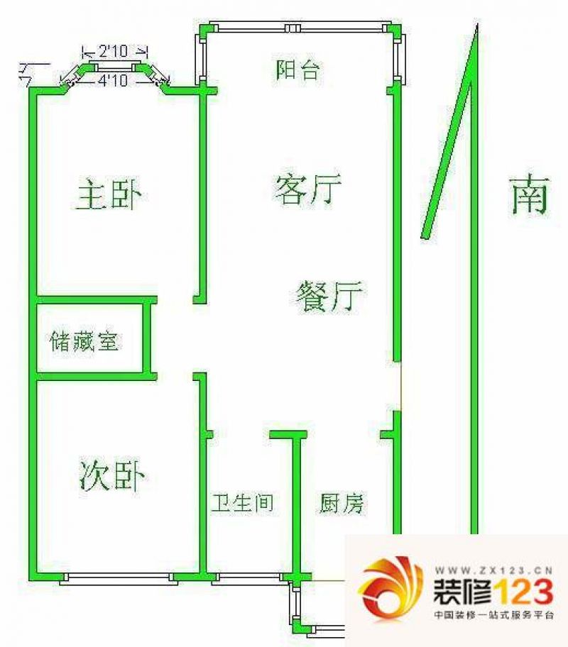 太湖花园二期户型图2室 户型图 2室2厅1卫1厨