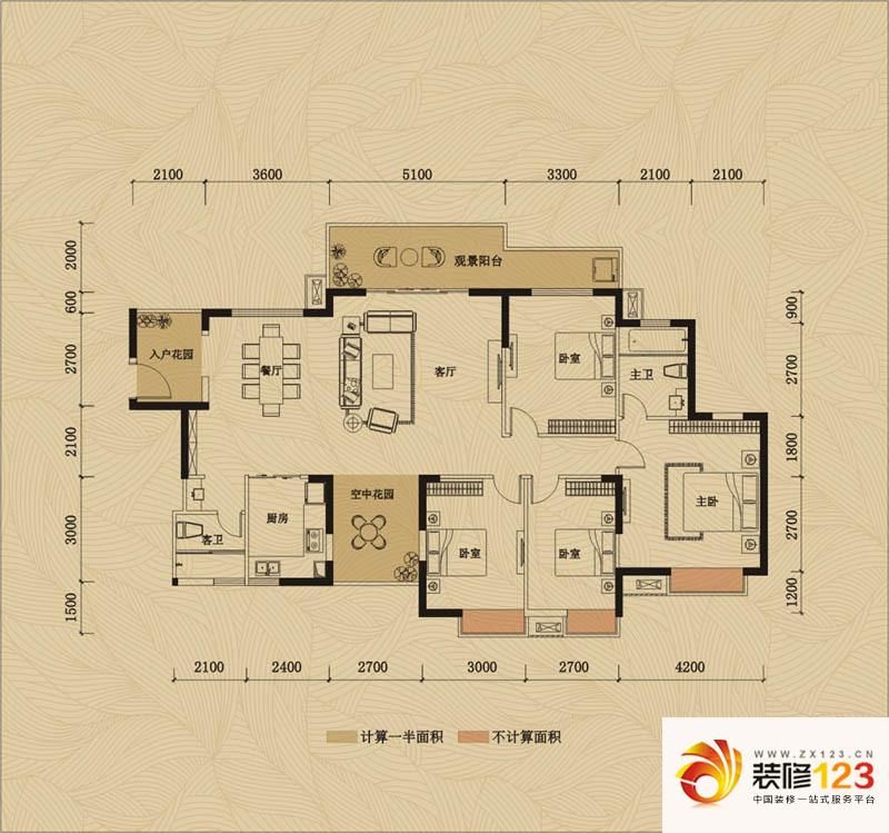 鸿润叠韵户型图奢华四房 4室2厅2卫1厨