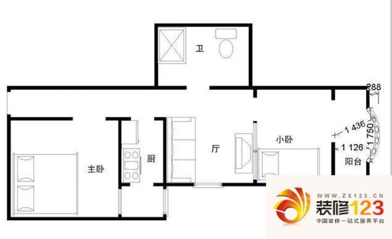 芍药居9号院户型图户型图 2室1厅1卫1厨