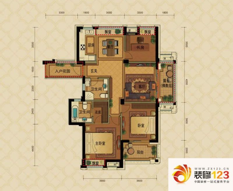 中豪四季公馆偶数层j户型户型图