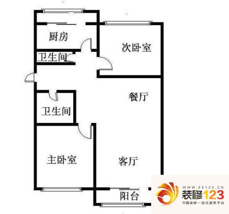 上潞园户型图户型图 2室1厅2卫1厨