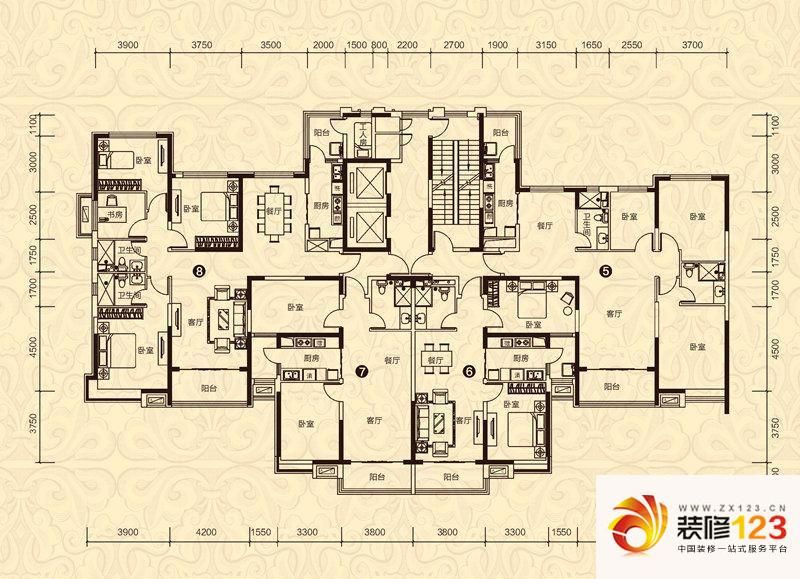 恒大御景户型图8号楼2单元户型图 3室2厅2卫